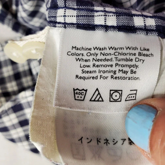 Eddie Bauer Corded Chambray Shirt Mens Large Blue White Check Heritage Preppy - Picture 5 of 13